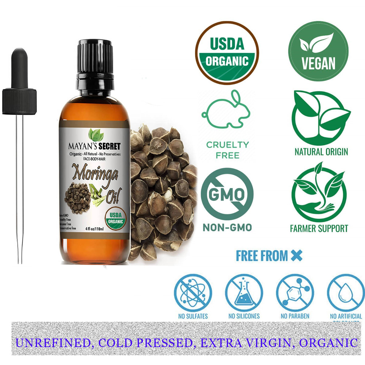 Organic Moringa Essential Oil - Mayan's Secret